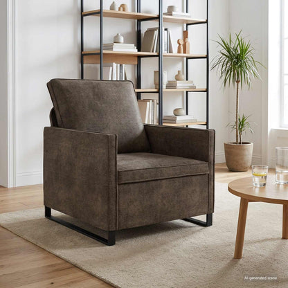 Single Sofa Dark Grey 70 x 81 x 82 cm Faux Suede Fabric