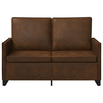 2 Seater Sofa Brown 130 x 81 x 82 cm Faux Suede Fabric