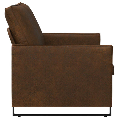 2 Seater Sofa Brown 130 x 81 x 82 cm Faux Suede Fabric