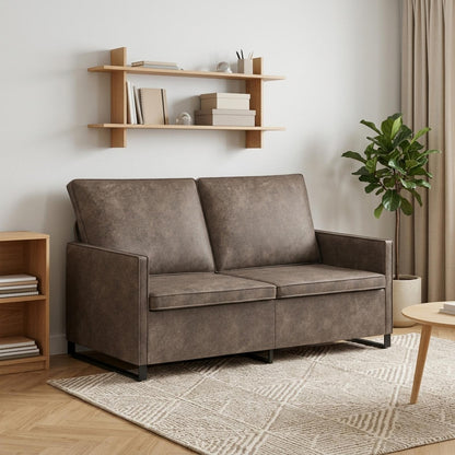 2 Seater Sofa Dark Grey 150 x 81 x 82 cm Faux Suede Fabric