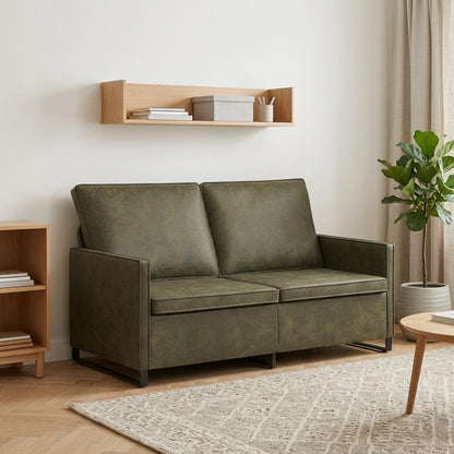 2 Seater Sofa Army Green 150 x 81 x 82 cm Faux Suede Fabric