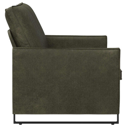 2 Seater Sofa Army Green 150 x 81 x 82 cm Faux Suede Fabric