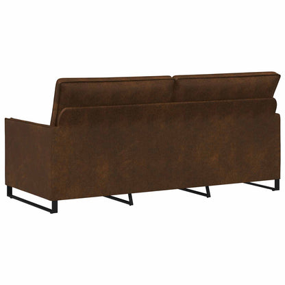 3 Seater Sofa Brown 190 x 81 x 82 cm Faux Suede Fabric