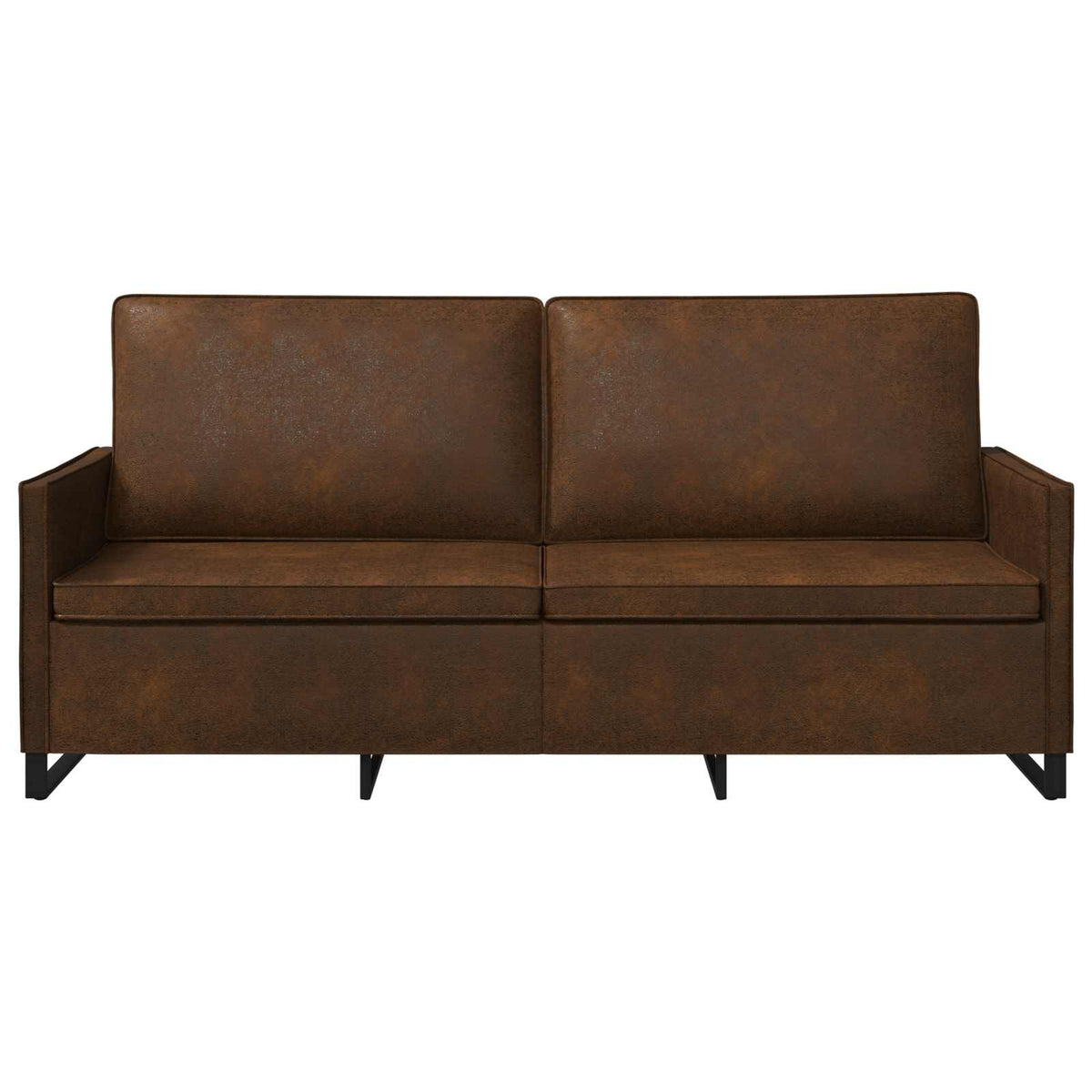 3 Seater Sofa Brown 190 x 81 x 82 cm Faux Suede Fabric