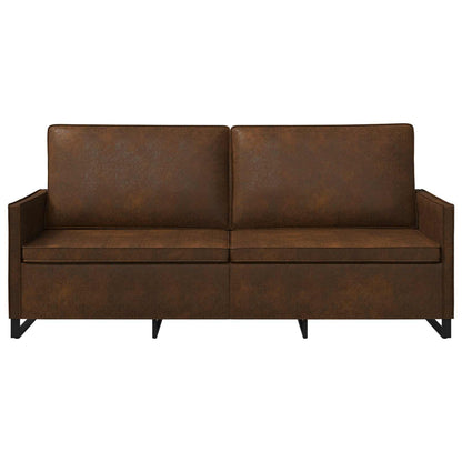 3 Seater Sofa Brown 190 x 81 x 82 cm Faux Suede Fabric