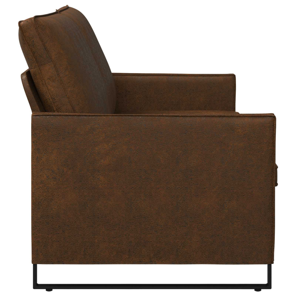 3 Seater Sofa Brown 190 x 81 x 82 cm Faux Suede Fabric