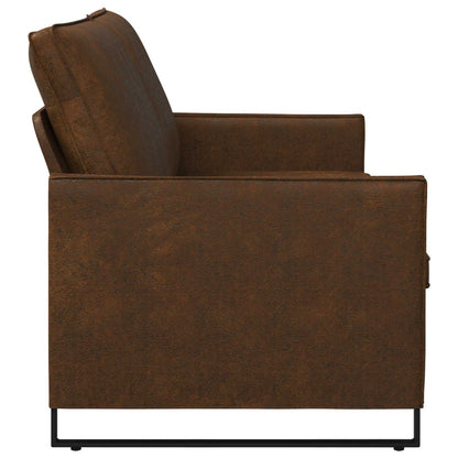 3 Seater Sofa Brown 190 x 81 x 82 cm Faux Suede Fabric