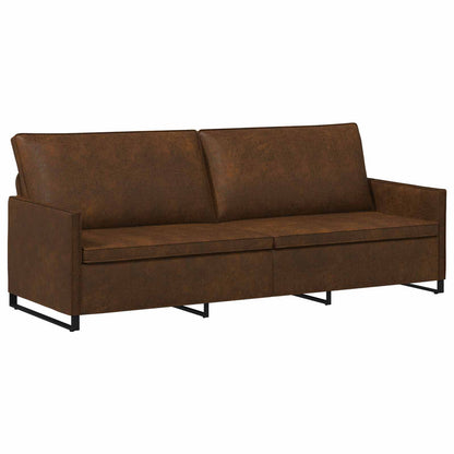 3 Seater Sofa Brown 220 x 81 x 82 cm Faux Suede Fabric
