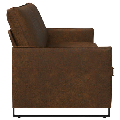 3 Seater Sofa Brown 220 x 81 x 82 cm Faux Suede Fabric
