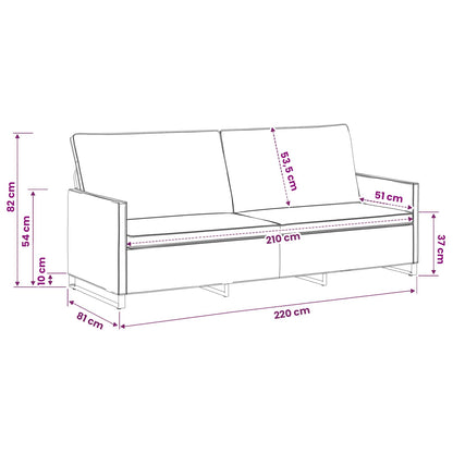 3 Seater Sofa Brown 220 x 81 x 82 cm Faux Suede Fabric