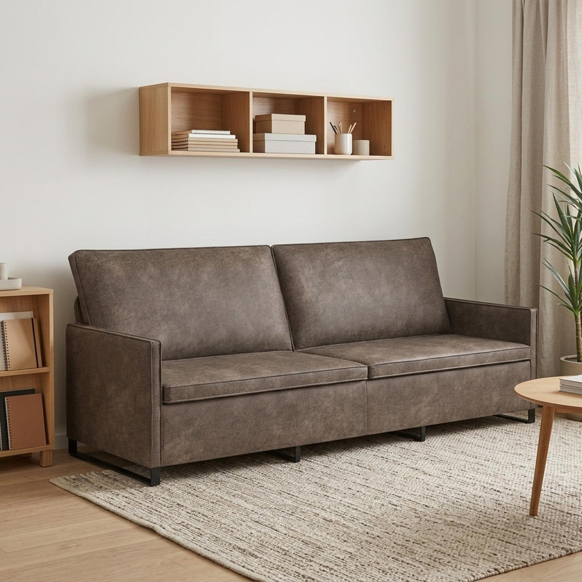 3 Seater Sofa Dark Grey 220 x 81 x 82 cm Faux Suede Fabric