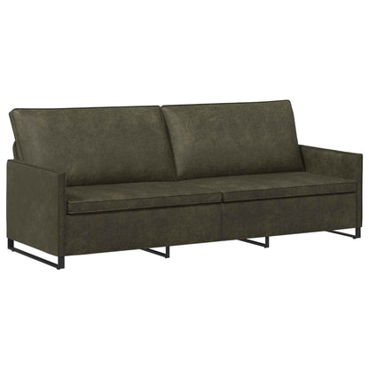 3 Seater Sofa Army Green 220 x 81 x 82 cm Faux Suede Fabric