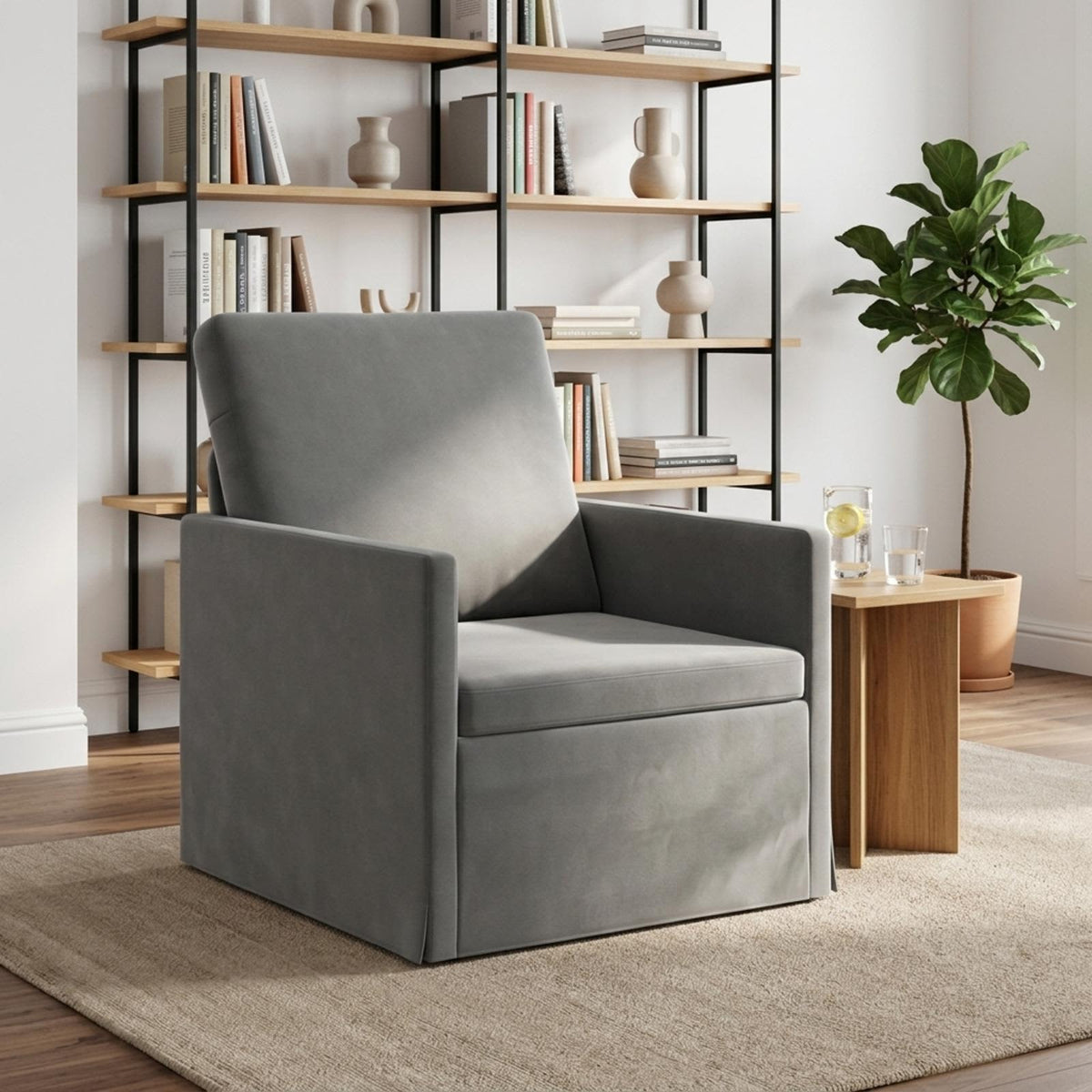 Armchair Dark Grey 70 x 81 x 82 cm Velvet