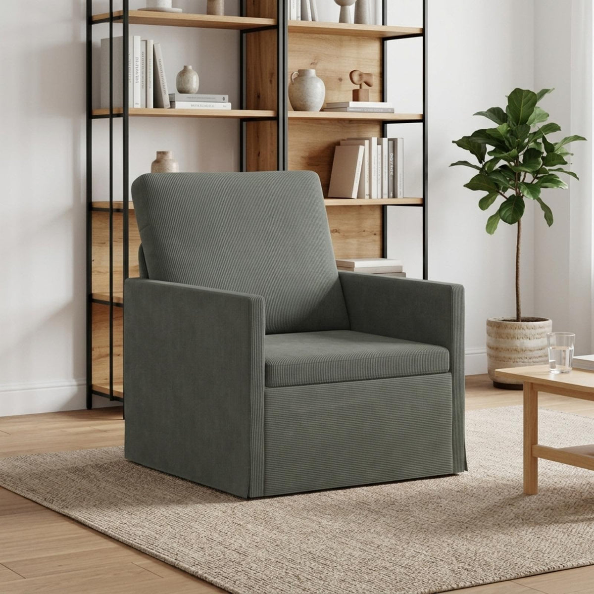 Armchair Dark Grey 70 x 81 x 82 cm Corduroy Fabric