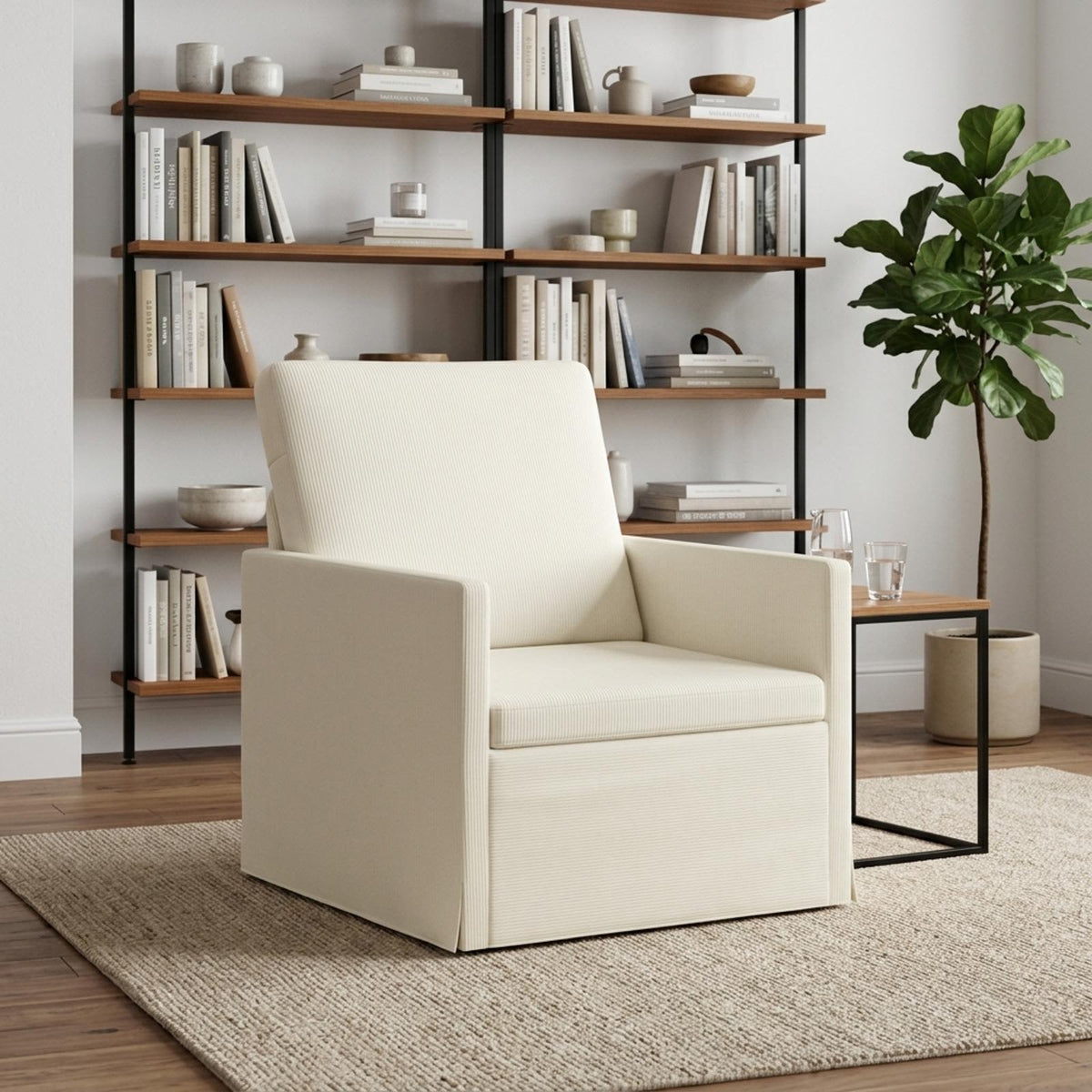 Armchair Cream 70 x 81 x 82 cm Corduroy Fabric