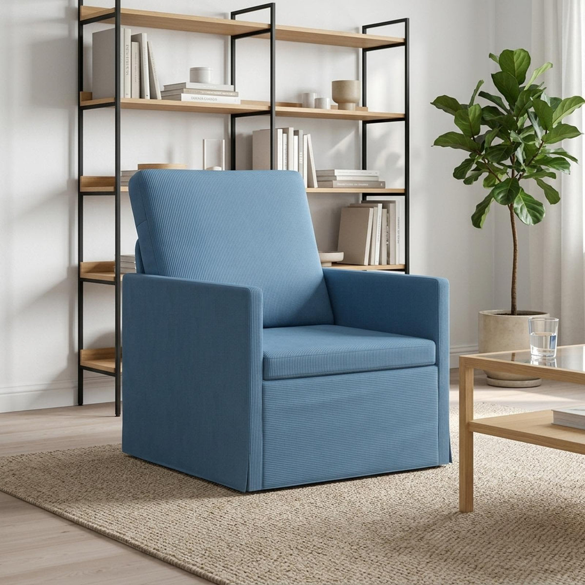 Armchair Blue 70 x 81 x 82 cm Corduroy Fabric