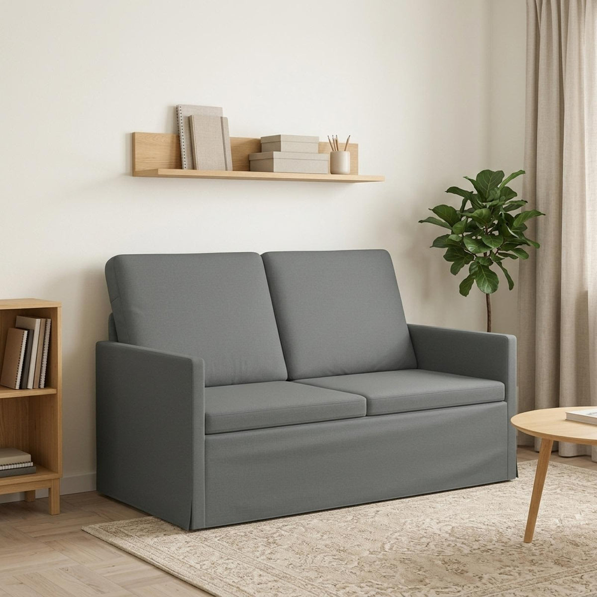 2 Seater Sofa Dark Grey 130 x 81 x 82 cm Fabric