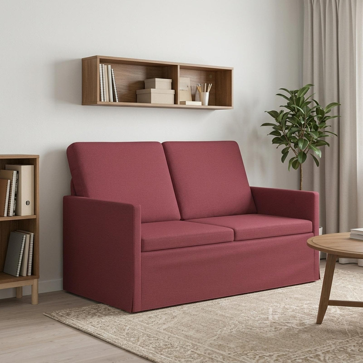 2 Seater Sofa Wine Red 130 x 81 x 82 cm Fabric