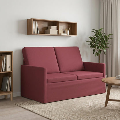 2 Seater Sofa Wine Red 130 x 81 x 82 cm Fabric