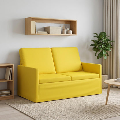 2 Seater Sofa Light Yellow 130 x 81 x 82 cm Fabric
