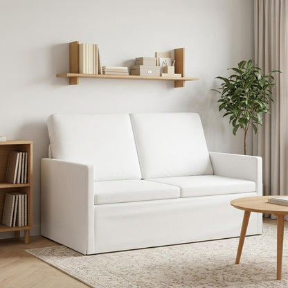 2 Seater Sofa White 130 x 81 x 82 cm Fabric