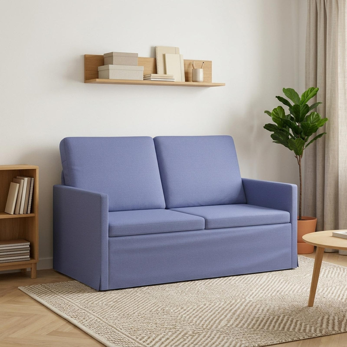 2 Seater Sofa Jeans Blue 130 x 81 x 82 cm Fabric
