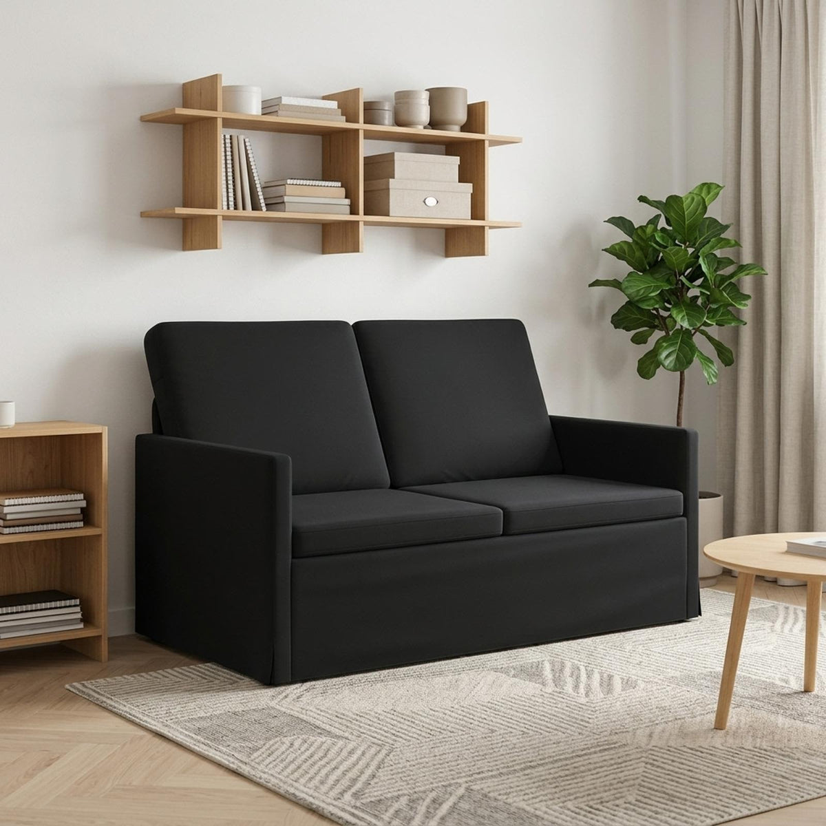 2 Seater Sofa Black 130 x 81 x 82 cm Velvet