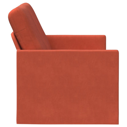 2 Seater Sofa Red Orange 130 x 81 x 82 cm Corduroy Fabric