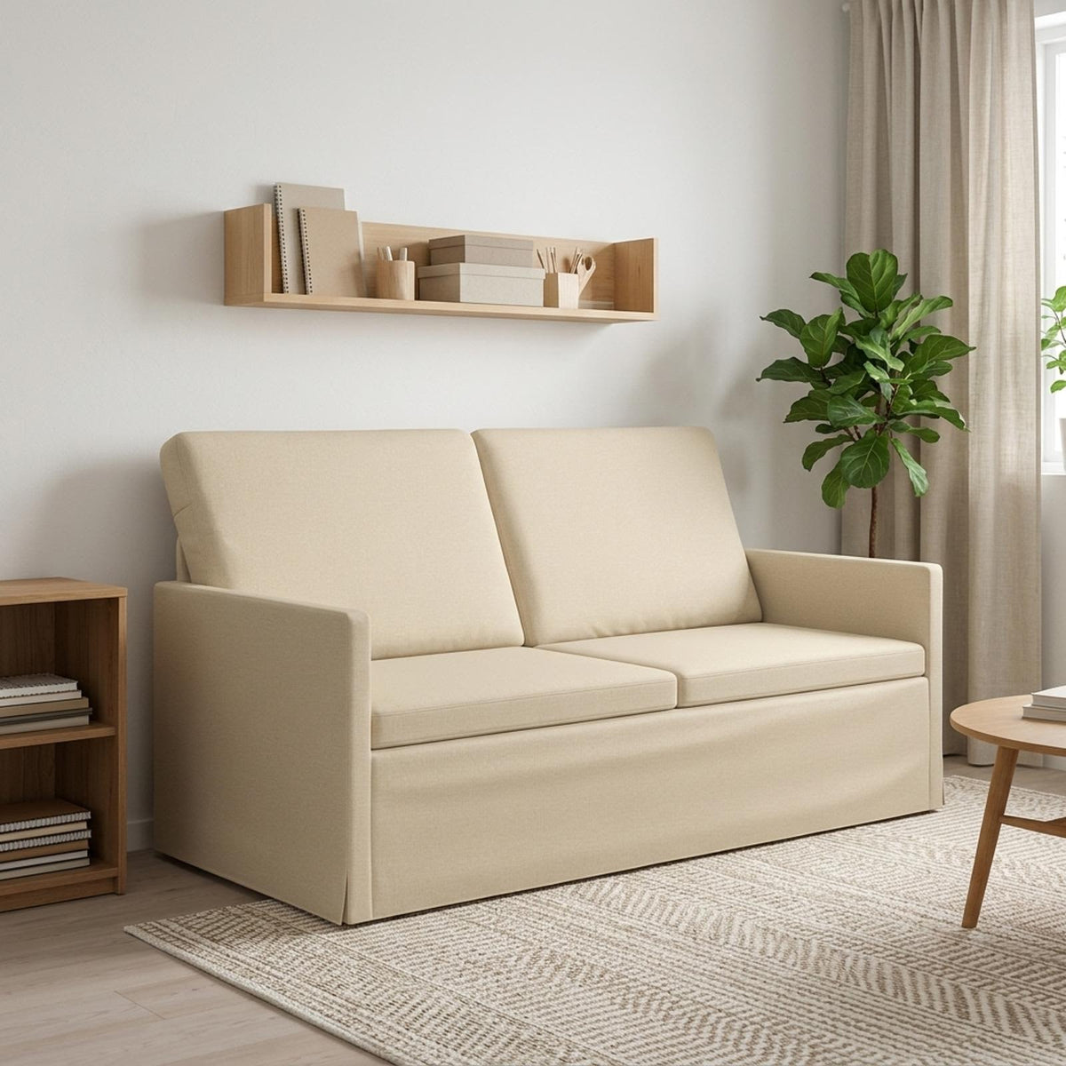 2 Seater Sofa Cream 150 x 81 x 82 cm Fabric