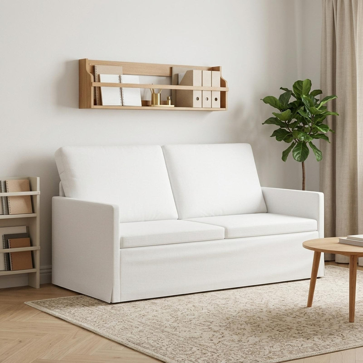 2 Seater Sofa White 150 x 81 x 82 cm Fabric
