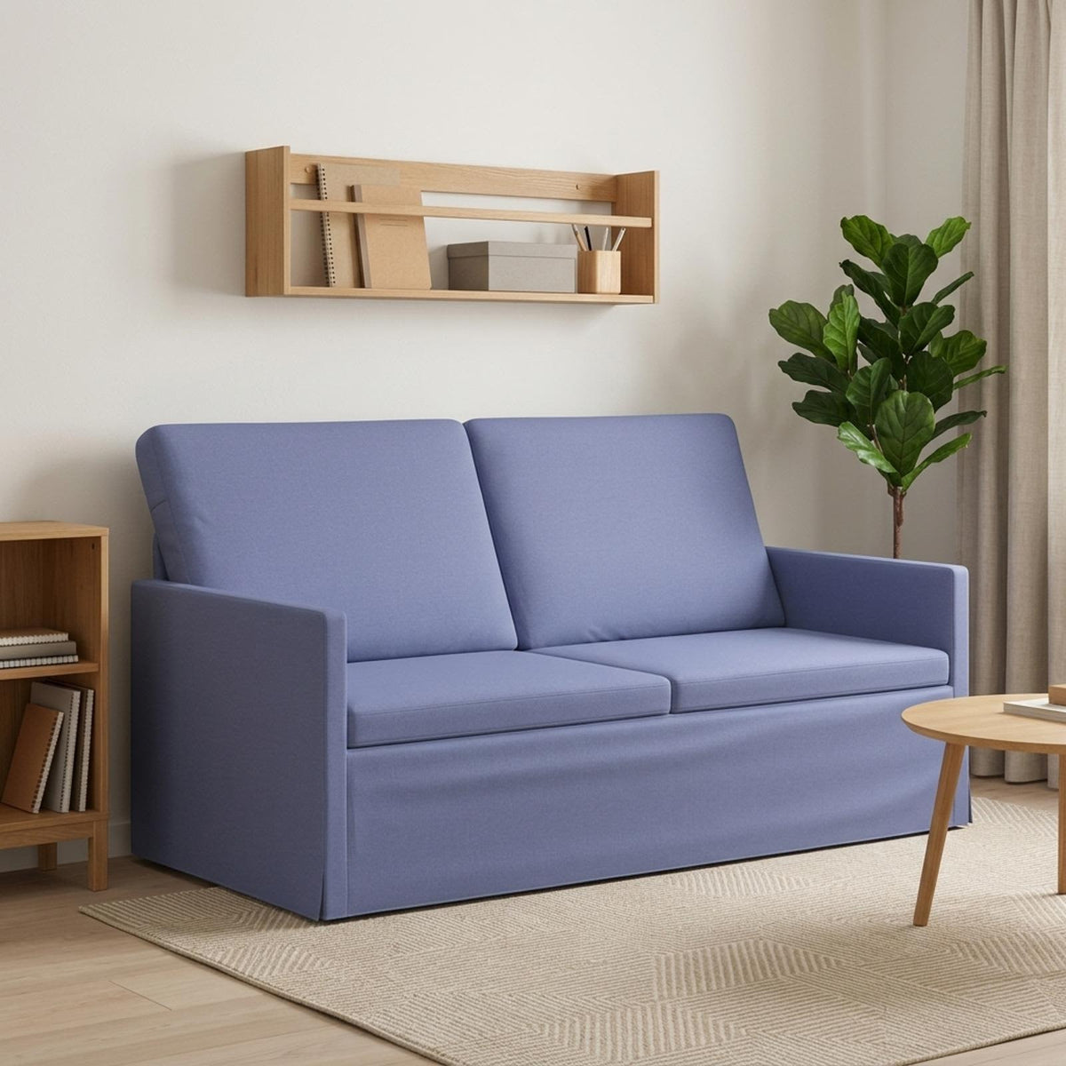 2 Seater Sofa Jeans Blue 150 x 81 x 82 cm Fabric