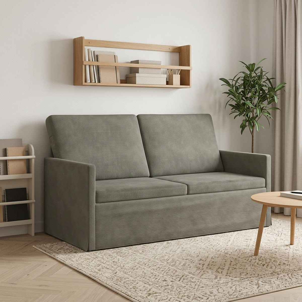 2 Seater Sofa Light Grey 150 x 81 x 82 cm Corduroy Fabric