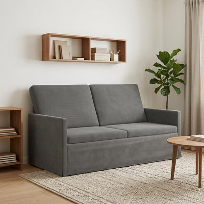 2 Seater Sofa Dark Grey 150 x 81 x 82 cm Corduroy Fabric