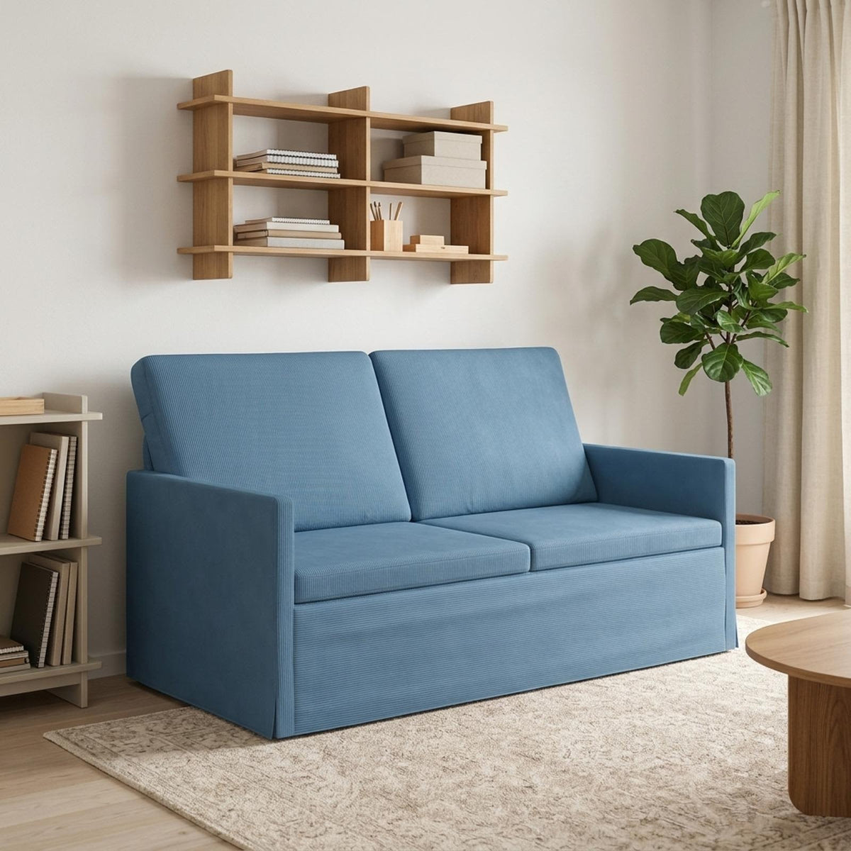 2 Seater Sofa Blue 150 x 81 x 82 cm Corduroy Fabric