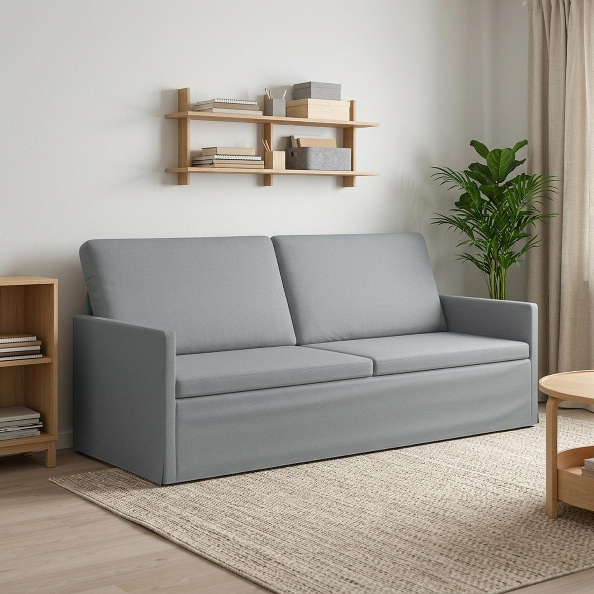 3 Seater Sofa Light Grey 190 x 81 x 82 cm Fabric