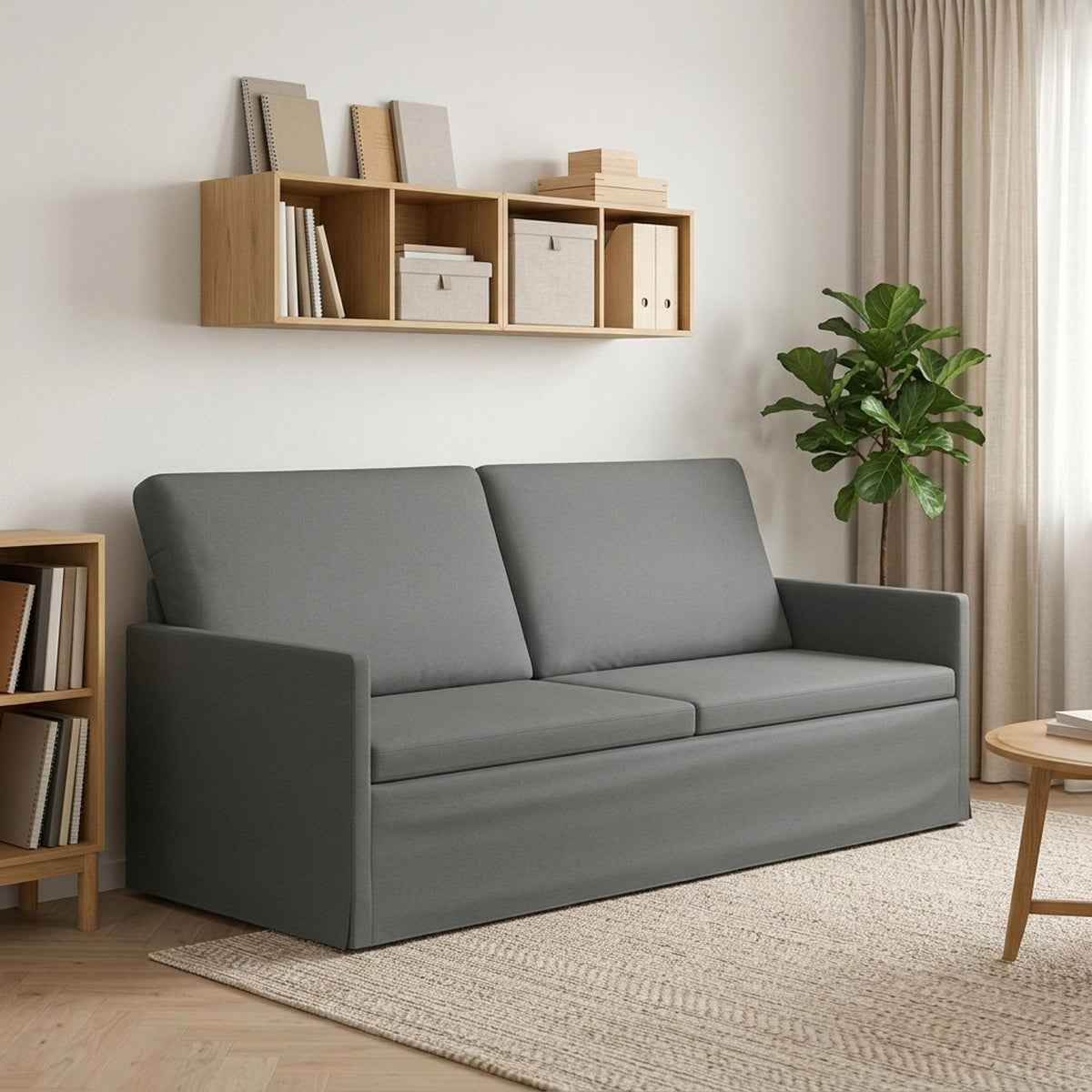 3 Seater Sofa Dark Grey 190 x 81 x 82 cm Fabric