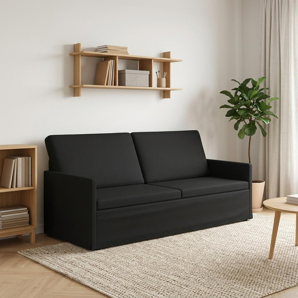 3 Seater Sofa Black 190 x 81 x 82 cm Fabric