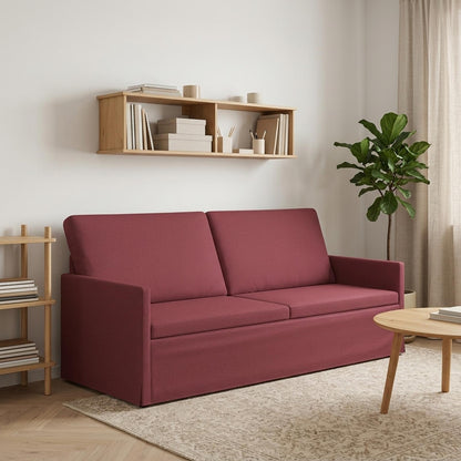 3 Seater Sofa Wine Red 190 x 81 x 82 cm Fabric