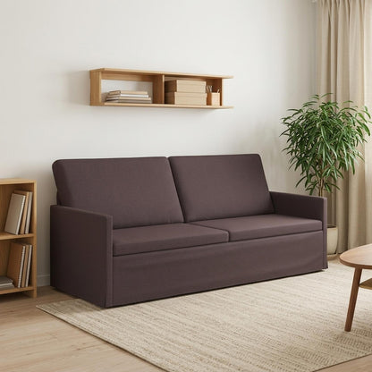 3 Seater Sofa Dark Brown 190 x 81 x 82 cm Fabric