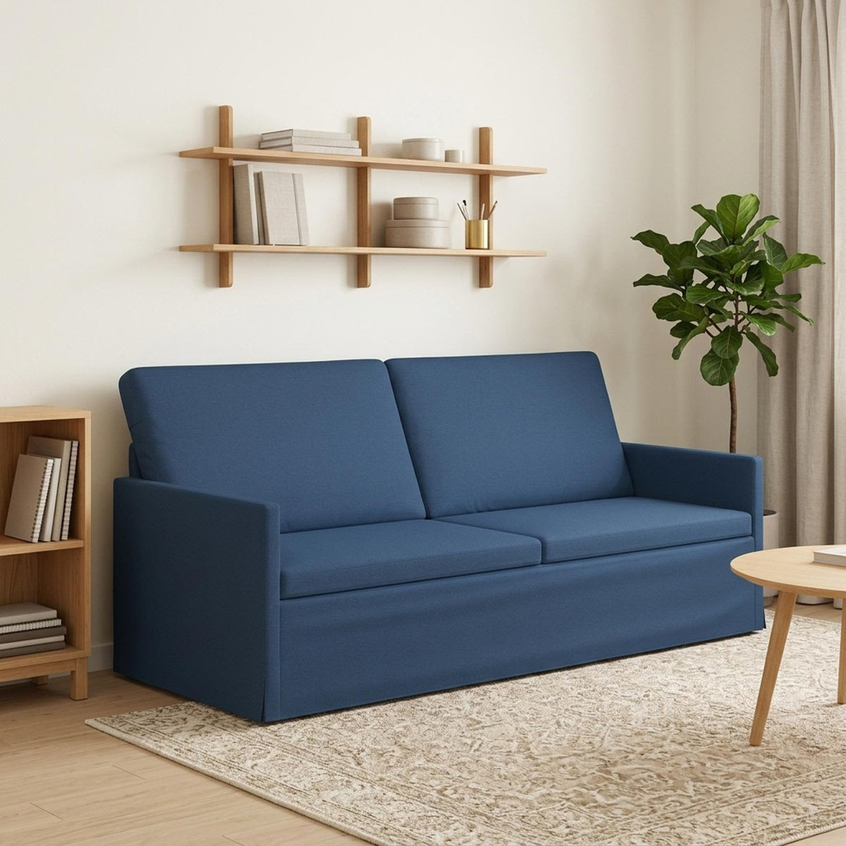 3 Seater Sofa Blue 190 x 81 x 82 cm Fabric