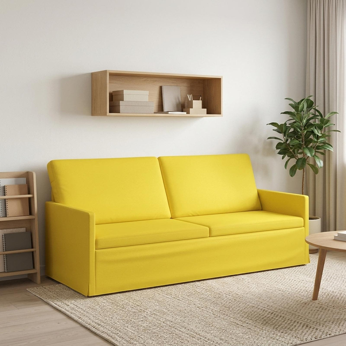 3 Seater Sofa Light Yellow 190 x 81 x 82 cm Fabric