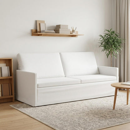 3 Seater Sofa White 190 x 81 x 82 cm Fabric