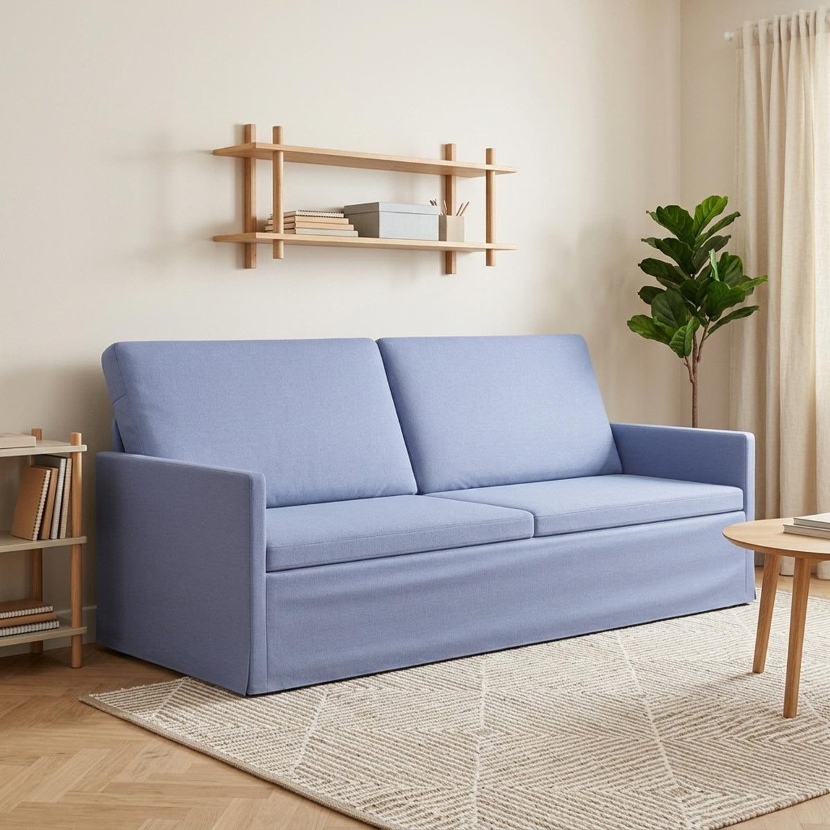 3 Seater Sofa Jeans Blue 190 x 81 x 82 cm Fabric