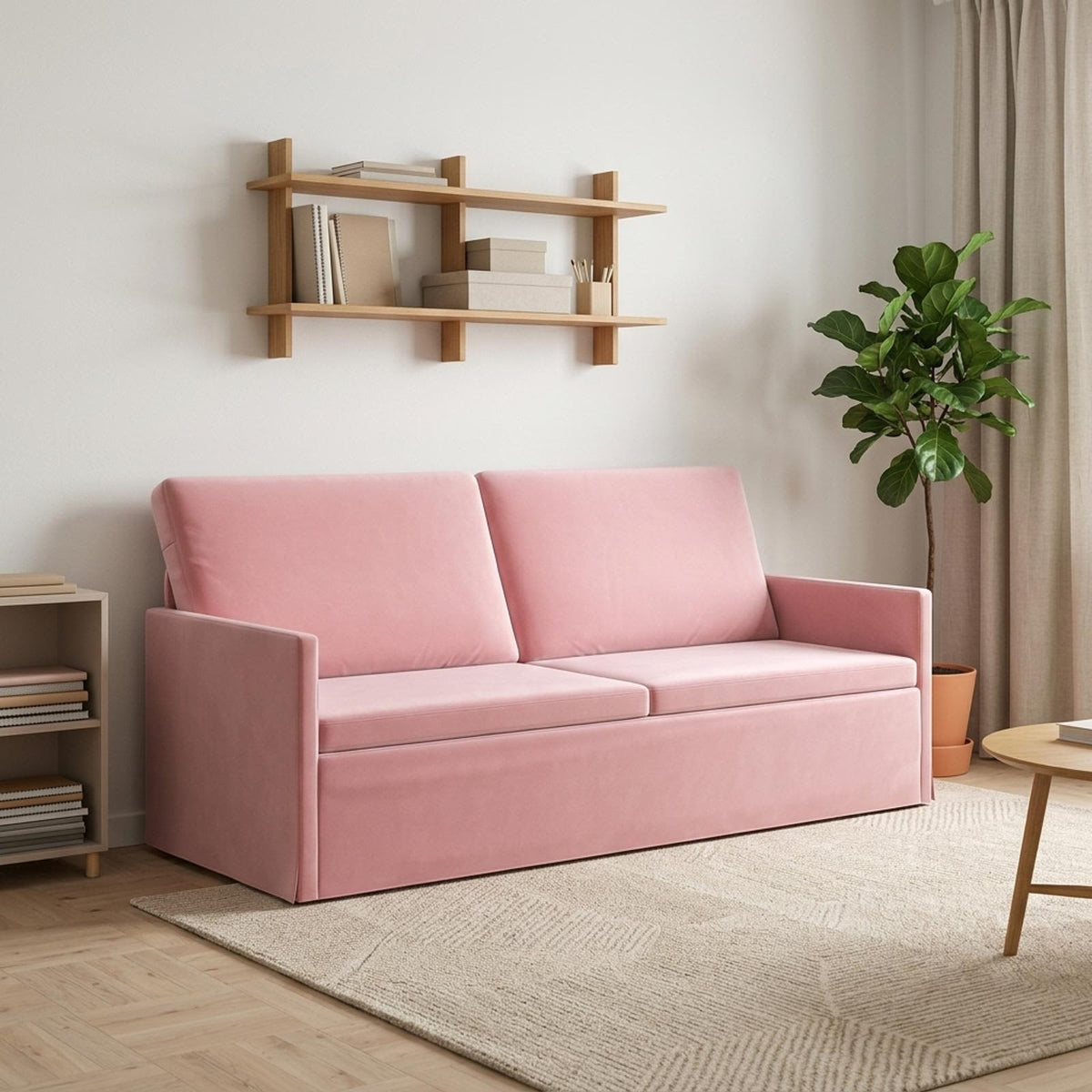 3 Seater Sofa Pink 190 x 81 x 82 cm Velvet