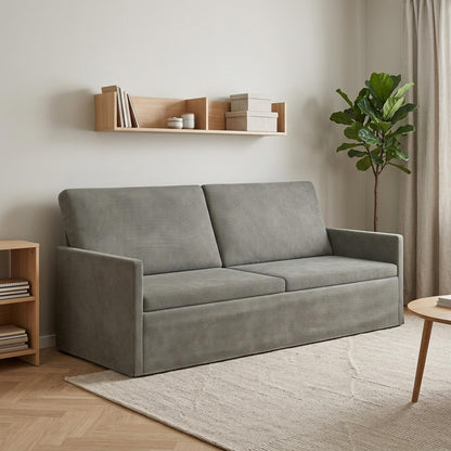 3 Seater Sofa Light Grey 190 x 81 x 82 cm Corduroy Fabric