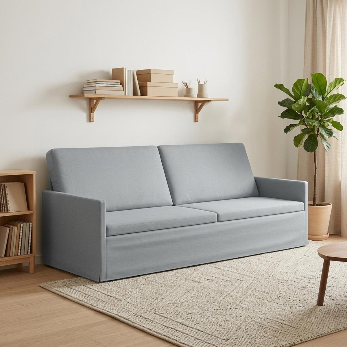 3 Seater Sofa Light Grey 220 x 81 x 82 cm Fabric