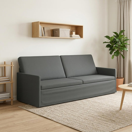 3 Seater Sofa Dark Grey 220 x 81 x 82 cm Fabric