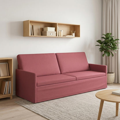 3 Seater Sofa Wine Red 220 x 81 x 82 cm Fabric