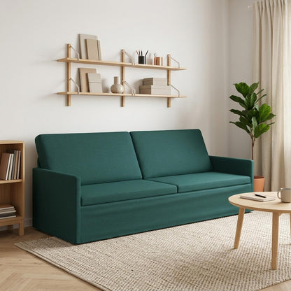 3 Seater Sofa Dark Green 220 x 81 x 82 cm Fabric