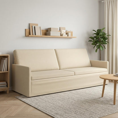 3 Seater Sofa Cream 220 x 81 x 82 cm Fabric